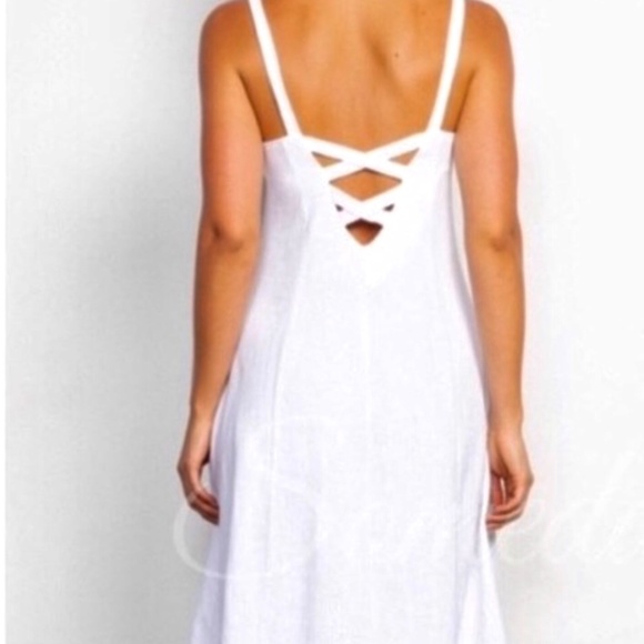White Front Button Sleeveless Midi Dress - Picture 5 of 7